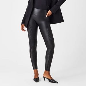 Spanx Faux Leather Moto Leggings Size Medium